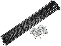 Vista 13 de X AUTOHAUX 40 piezas 14G J Bend 0.079 in bicicleta radios con pezones acero negro