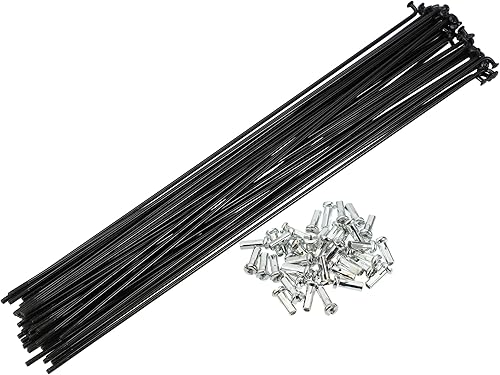 X AUTOHAUX 40 piezas 14G J Bend 0.079 in bicicleta radios con pezones acero negro