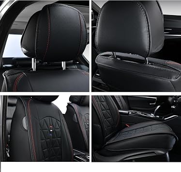 2pc Universal PU Leather Front Car Seat Covers for Mercedes-Benz C-Class W202 W203 W204 W205 E-Class W210 W211 W212 W213 W124 B GLB Class GLC GLE,Waterproof Car Seat Protector Cushions