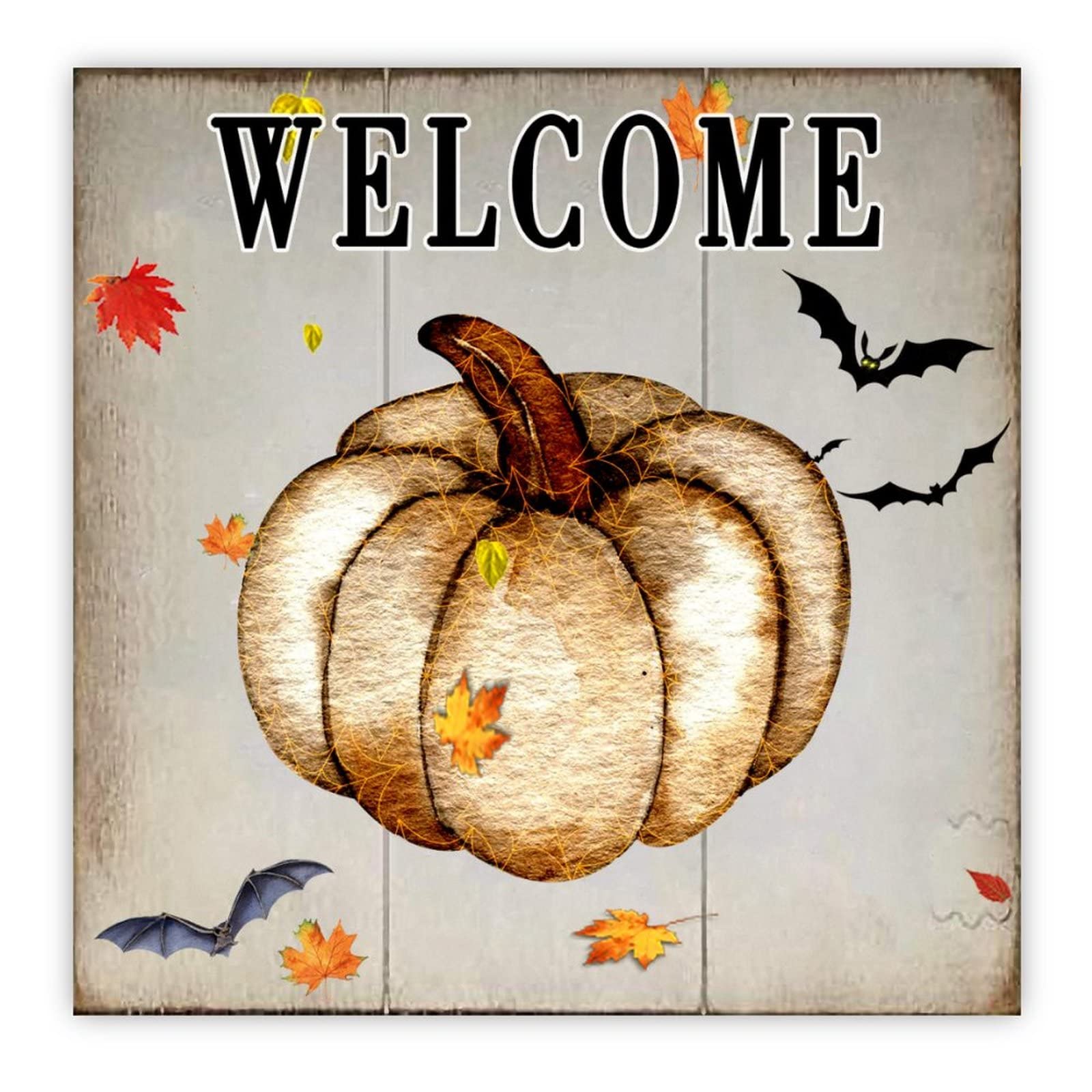 Panneau bois citrouille Halloween suspendu décoration murale