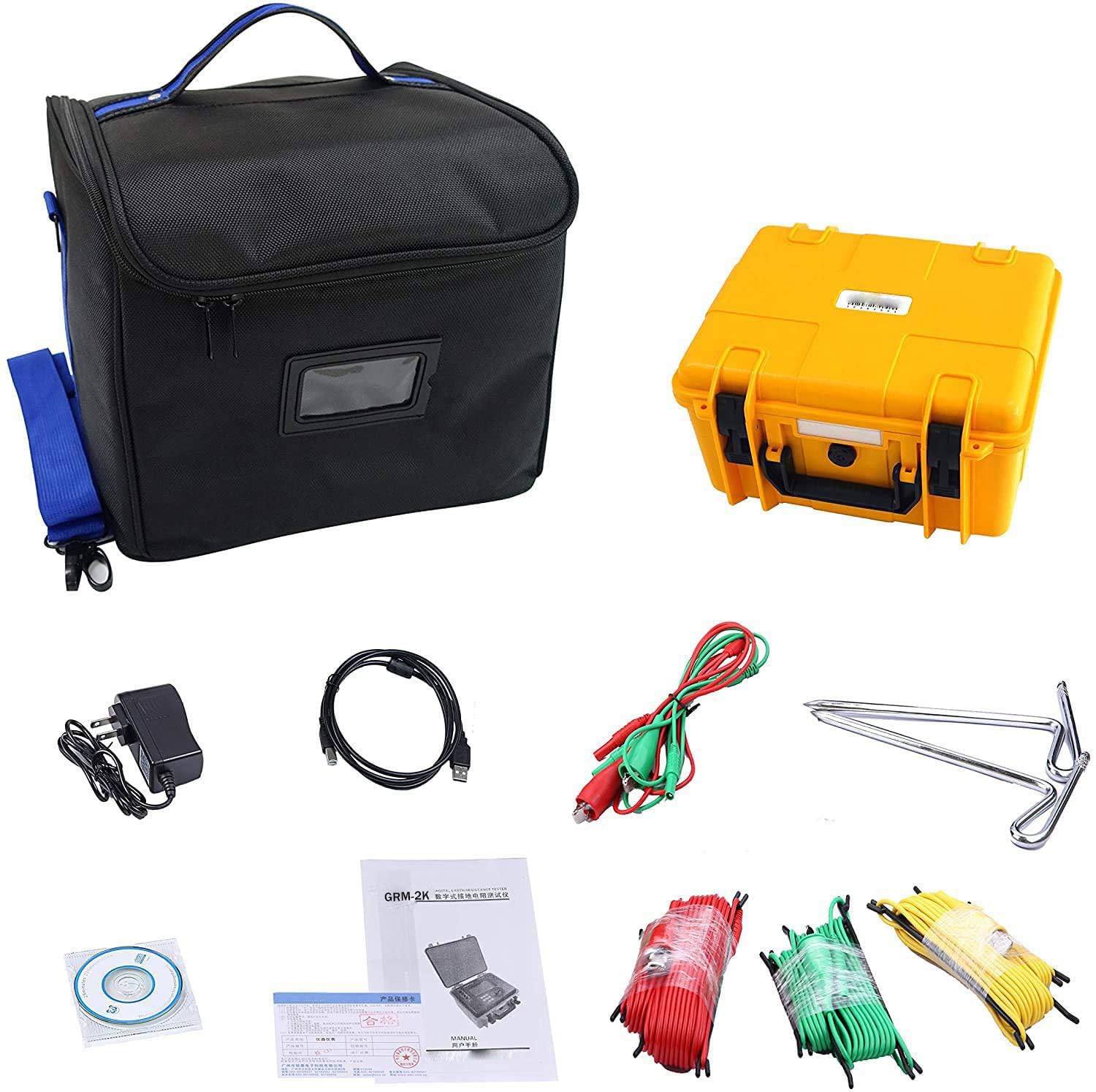 Digital Earth Ground Resistance Tester Meter 0.01~2000Ω Earth Voltage Measurement AC 0~600V with Line Resistance Verify Function