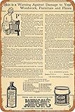 Cartel de metal con acabado artístico de madera de 1908 Ad S. C. Johnson Racine Wis – Original TW1 estilo retro para decoración de pared, hogar, cafetería, bar, pub, póster de metal de 8 x 12 pulgadas