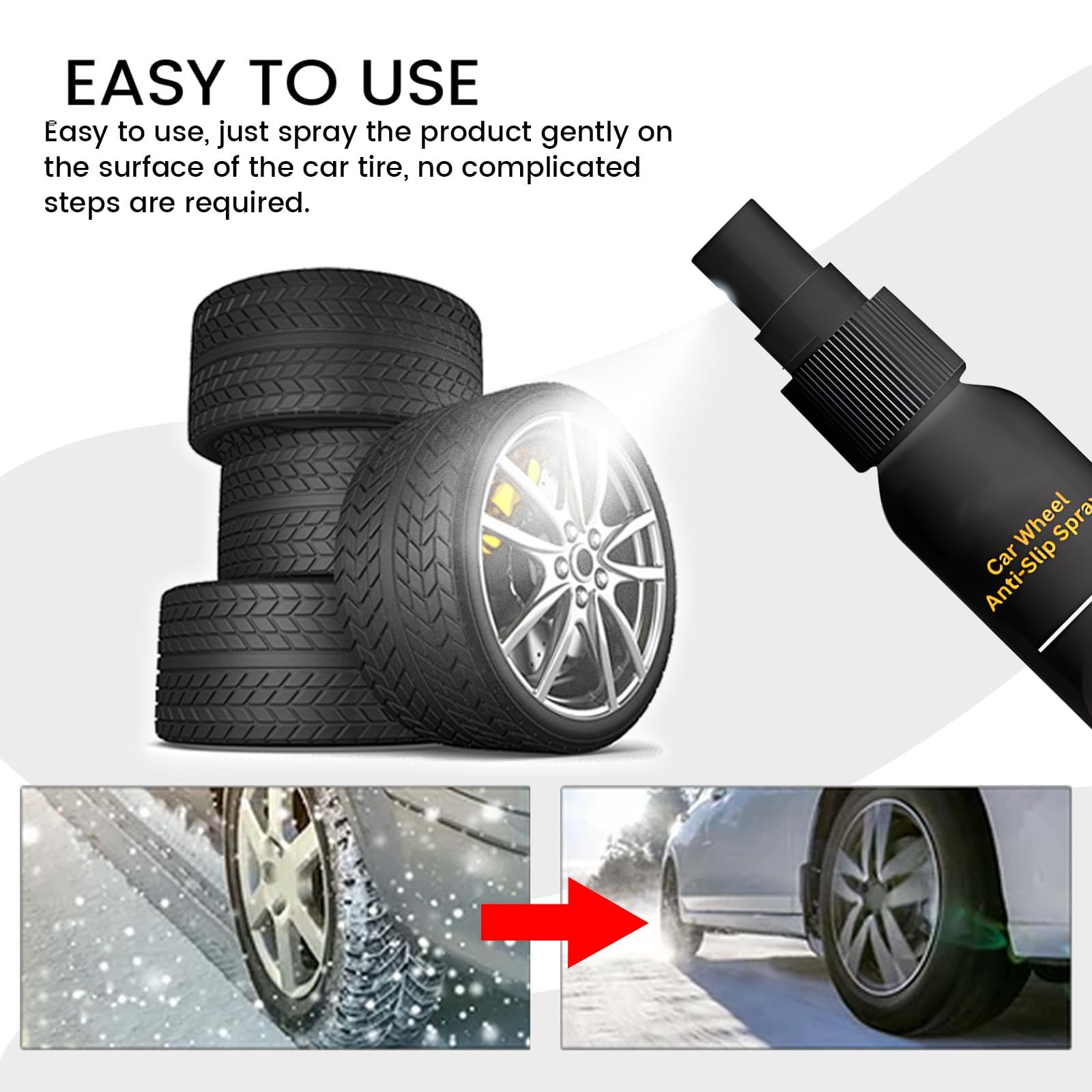 Lot de 3 vaporisateurs antidérapants pour roues de voiture, nettoyeur de roues et de pneus, spray antidérapant pour nettoyage de moyeu de voiture