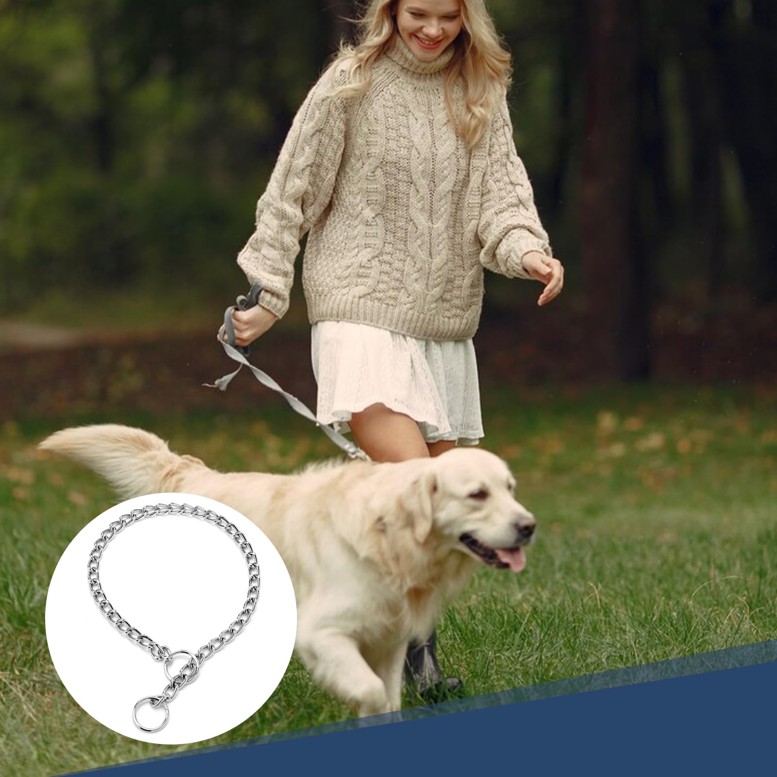 Collare A Catena Per Cani In Ferro E Metallo Per Cani, Durevole E Regolabile, Collare Per Addestramento Per Cani Di Taglia Media E Grande, Per Addestramento All'aperto, Passeggiate, Anti Masticazione - Foto 9