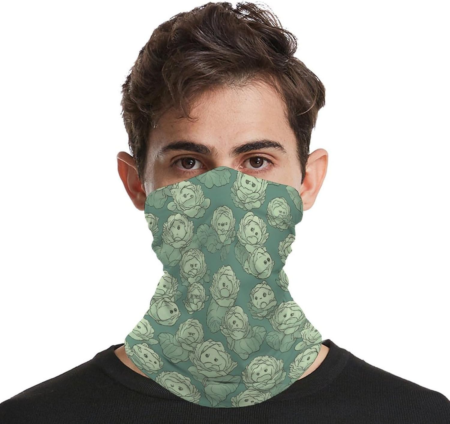 Multi-Use Double Sided Cabbage Pattern Print Neck Gaiter Face Cover Scarf, Breathable Cooling UV Sun Protection Face Mask, Soft Bandana Head Wrap Headwear for Men Women Outdoor