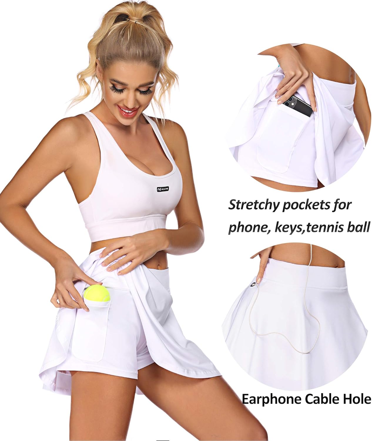 COOrun Womens Pleated Tennis Skirts with Shorts and Pockets Athletic Skort for Golf Sport Running Workout : Sports & Outdoors