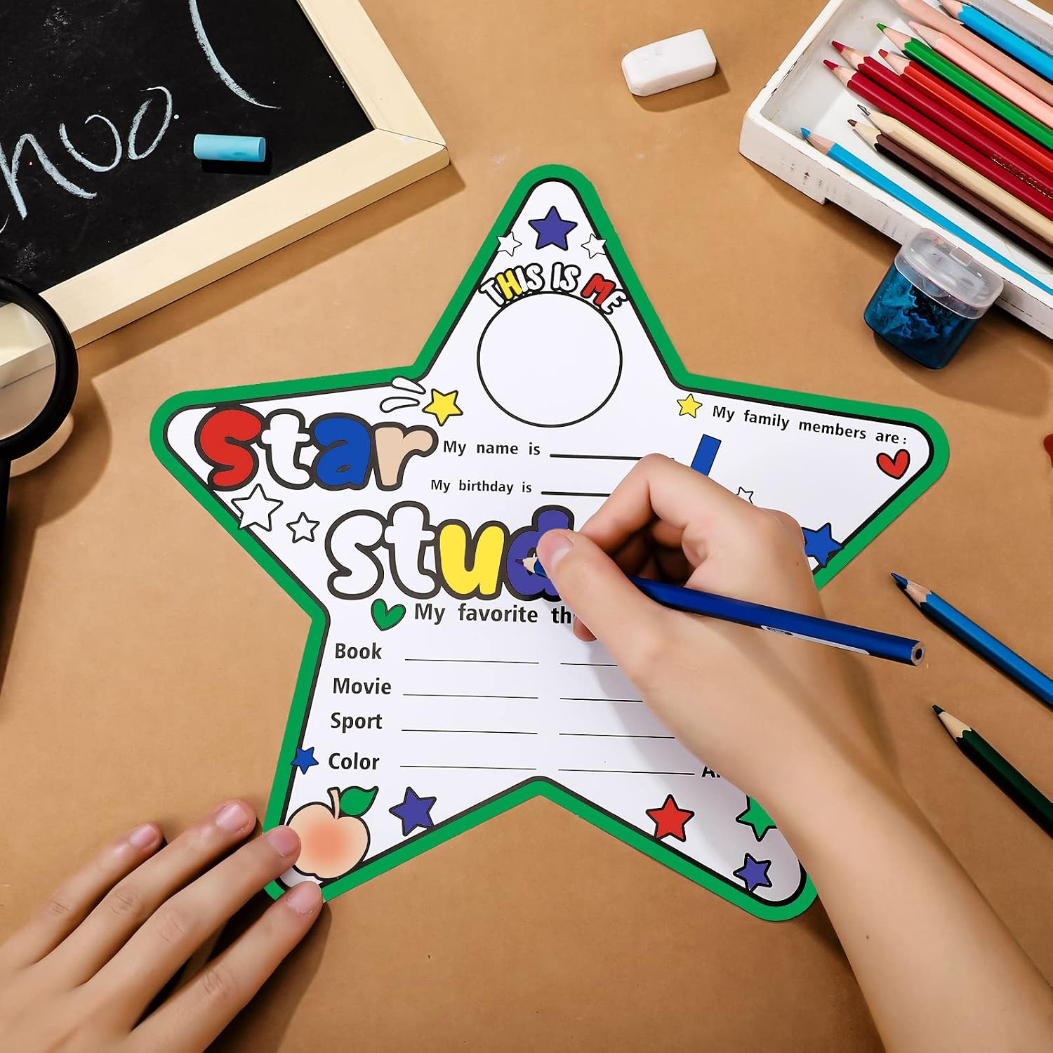 Jutom 48 Pcs Color Your Own Star Student Poster DIY Craft Classroom Posters for Boys Girls Students Teachers Coloring Decorations Elementary School Kindergarten Preschool Classroom Supplies