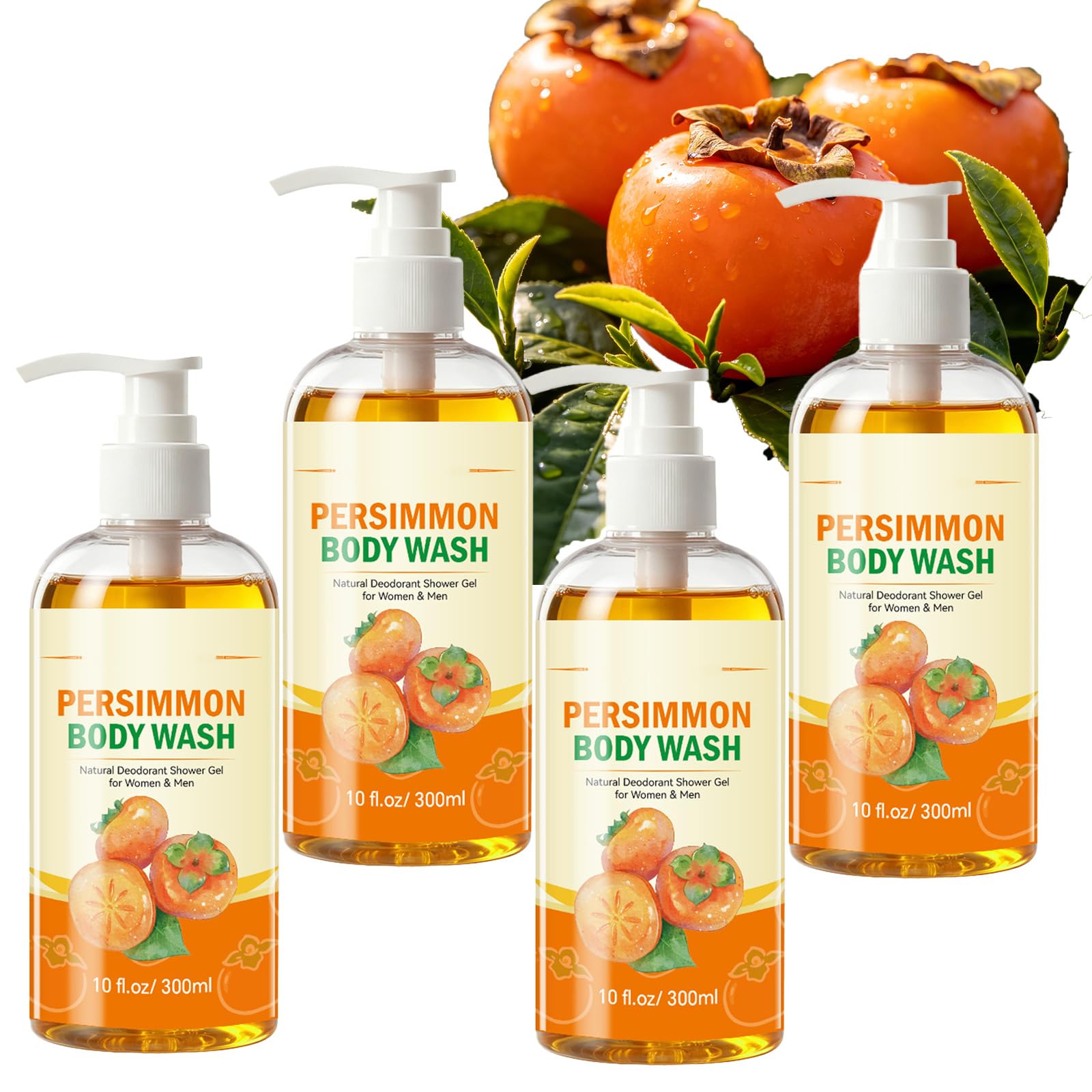 Kaki żel pod prysznic przeciwko zapachowi ciała, mydło w płynie o zapachu persimmon, zapobiega nieprzyjemnemu zapachowi, delikatne głębokie oczyszczanie – długotrwałe odświeżenie ciała, pach, stóp
