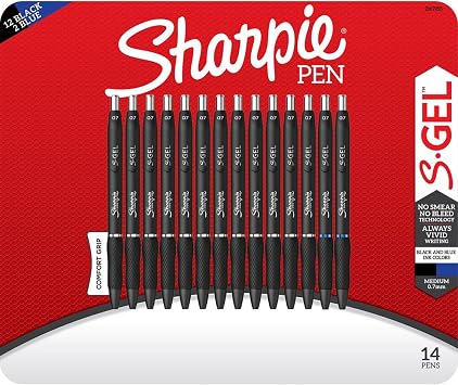SHARPIE S-Gel, Gel Pens, Medium Point 0.7mm, Assorted Colors, 14 Count