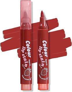 Erinde Lip Stain Marker, Matte Brick Red Brown Lip Liner Stain Pen, Highly Pigmented Long-Lasting Wear Transfer-Proof Lip Liner Contour Lip Tint Waterproof Lipstain, 03