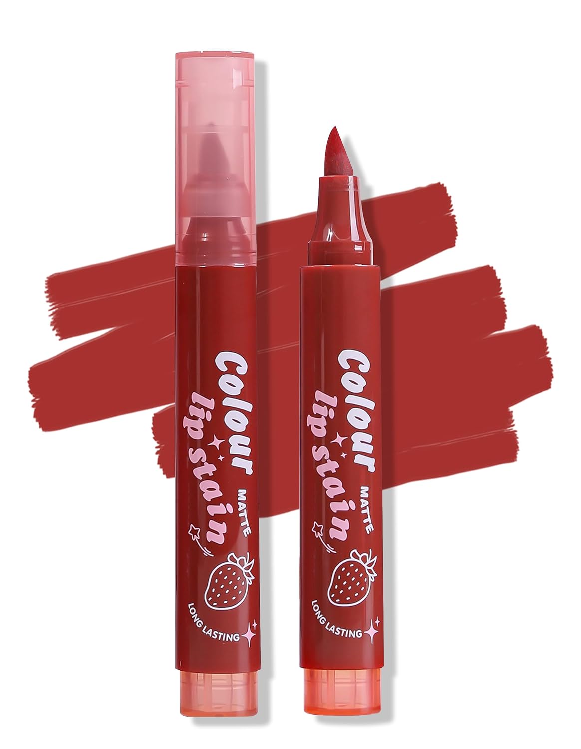 Erinde Lip Stain Marker, Matte Brick Red Brown Lip Liner Stain Pen, Highly Pigmented Long-Lasting Wear Transfer-Proof Lip Liner Contour Lip Tint Waterproof Lipstain, 03