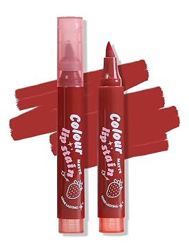 Erinde Lip Stain Marker, Matte Brick Red Brown Lip Liner Stain Pen, Highly Pigmented Long-Lasting Wear Transfer-Proof Lip Liner Contour Lip Tint Waterproof Lipstain, 03