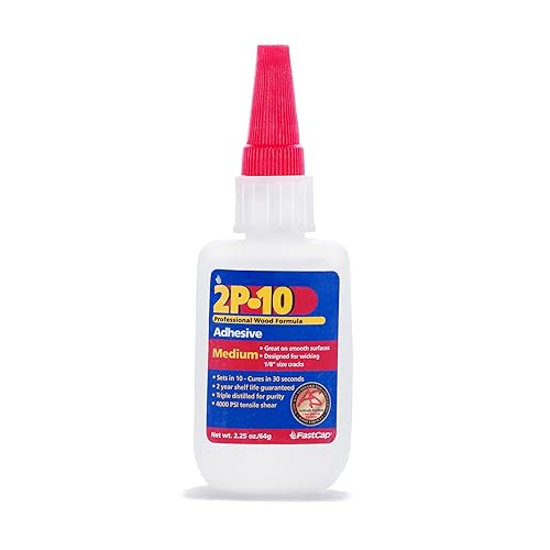 FastCap 2P-10 - Medio - Pegamento de fuerza industrial - CA (adhesivo de cianoacrilato) - 2.25 oz64 g. Perfecto para proyectos de uso general.