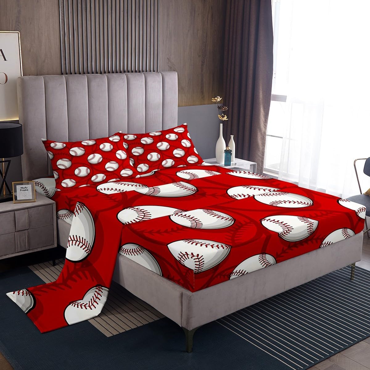 Feelyou Baseball Sports Game Bed Sheets Twin Size Adults Kids Ultra Soft