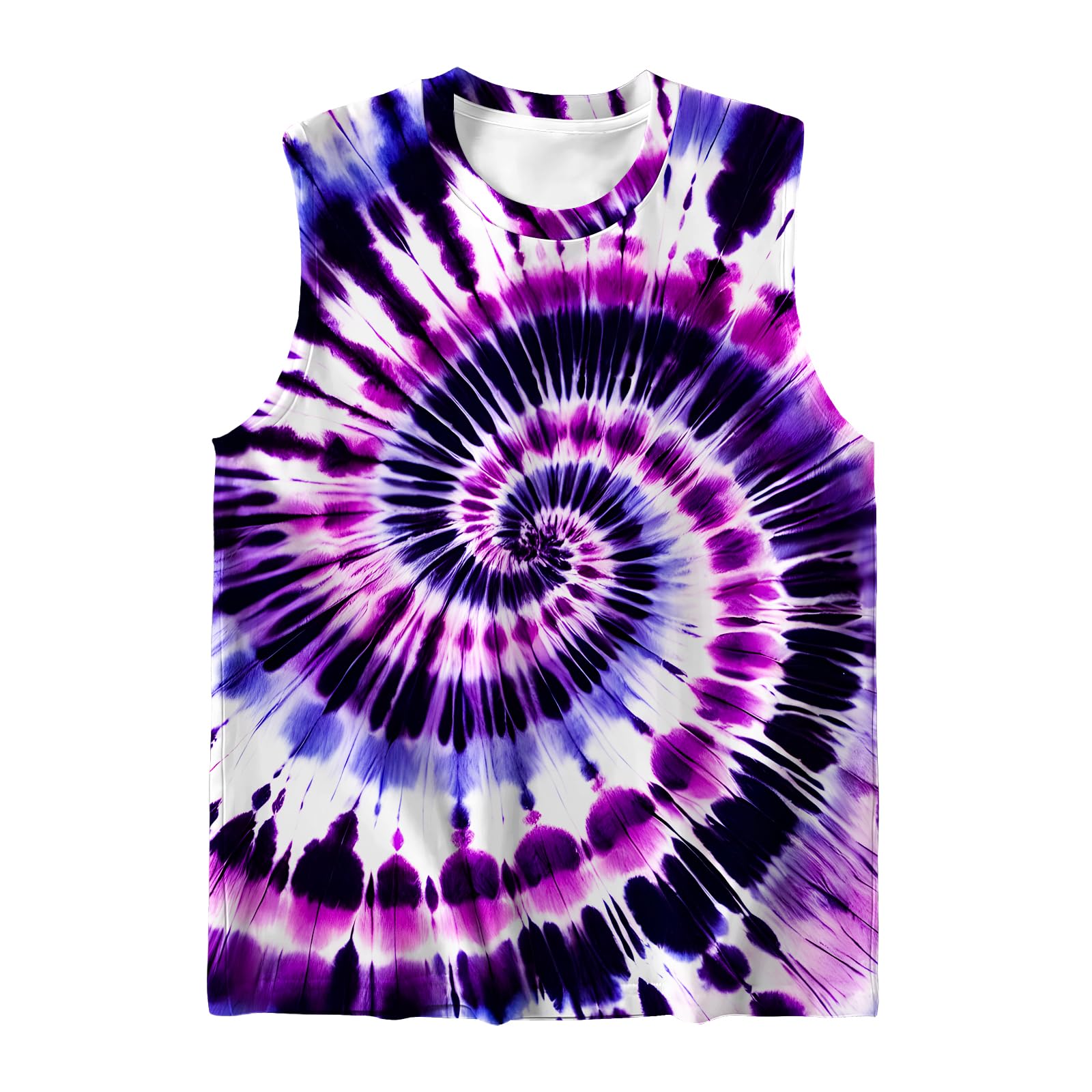 DMPROD Kids Tie Dye Shirt Size 5-14 Years Sleeveless T Shirts Children Tank Tops Hippies Senior Tees for Boys Girls