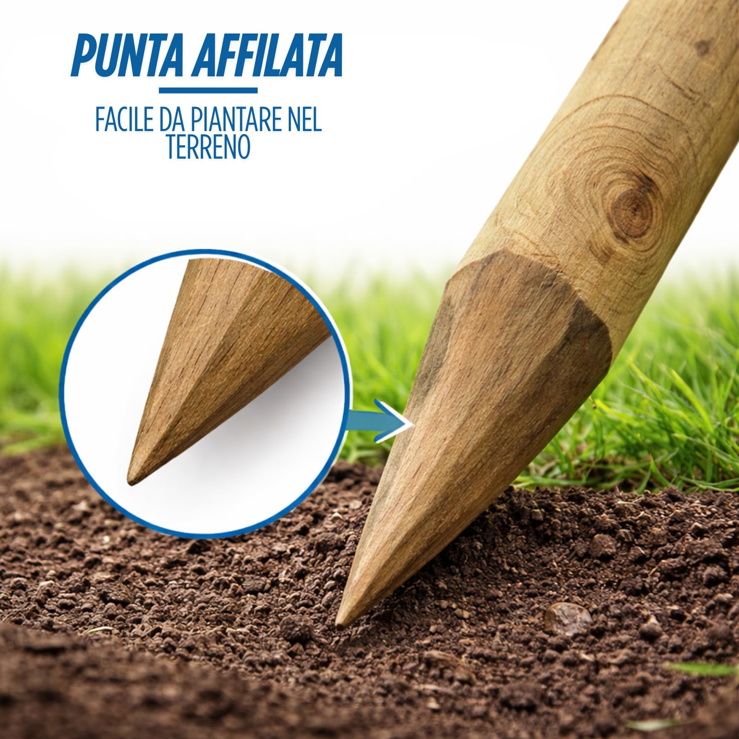 Pali Per Recinzioni Legno Tondi Staccionata 150 x 8 cm Set da 5 Staccionatura Supporto Palo Tondo Recinzione Giardino Orto Aiuole Delimitazioni Esterne Palizzata