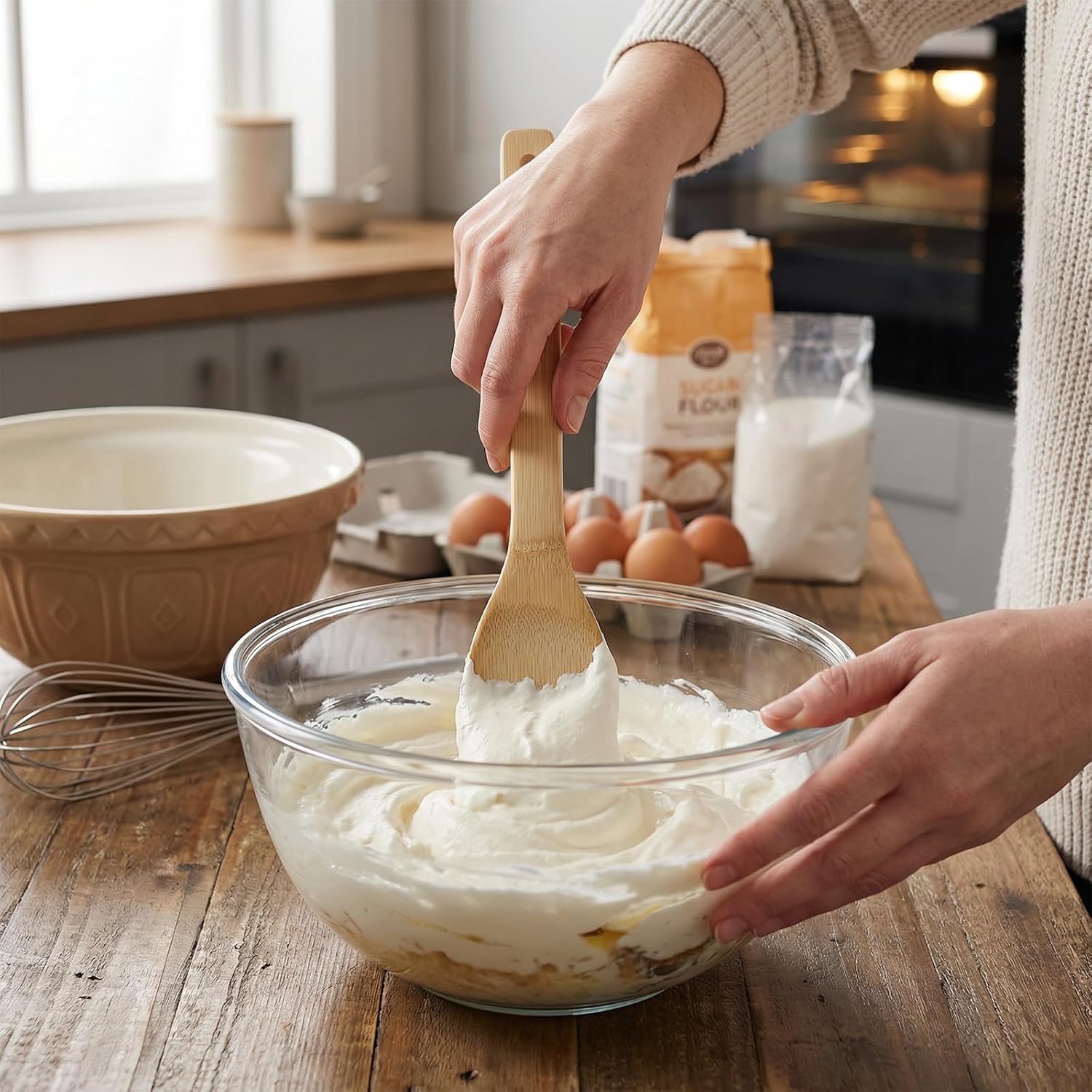 Bamboo Wooden Spoons for Cooking, 4PCS Nonstick Bamboo Kitchen Utensils Set Includes Slotted Spoon, Wooden Spoon & Wood Spatula, Cooking Utensils for Daily Use Non-Stick Pans - Image 7