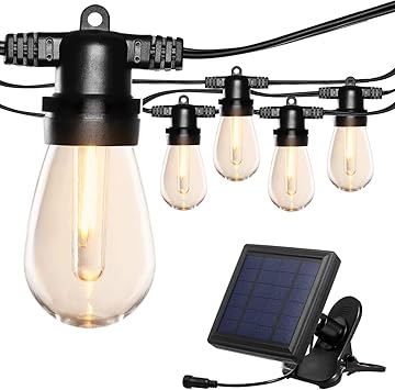 Litom Upgraded Solar String Lights Outdoor 4 Lighting Modes 27ft Solar Powered Ipx5 Waterproof Decorative Hanging Dimmable Led String Lights With 12 Bulbs For Party Wedding Christmas Garden Warm White Amazon Com