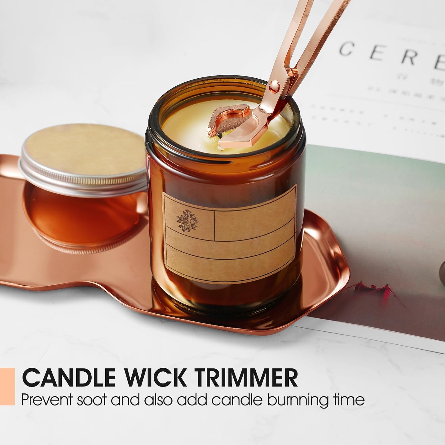PATOISE Candle Wick Trimmer, Candle Snuffer, Wick Dipper and Tray Holder