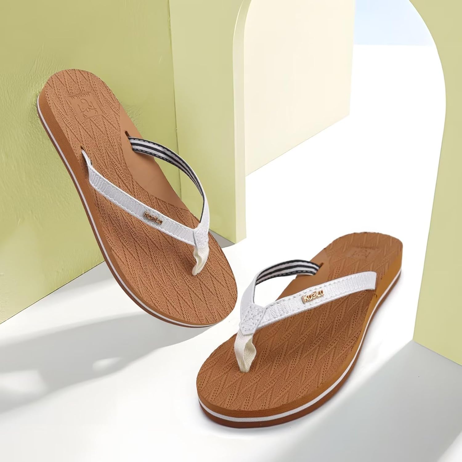 KuaiLu Womens Fashion Flip Flops Ladies Lightweight Summer Beach Yoga Mat Thong Sandals with Comfortable Arch Support - Image 3