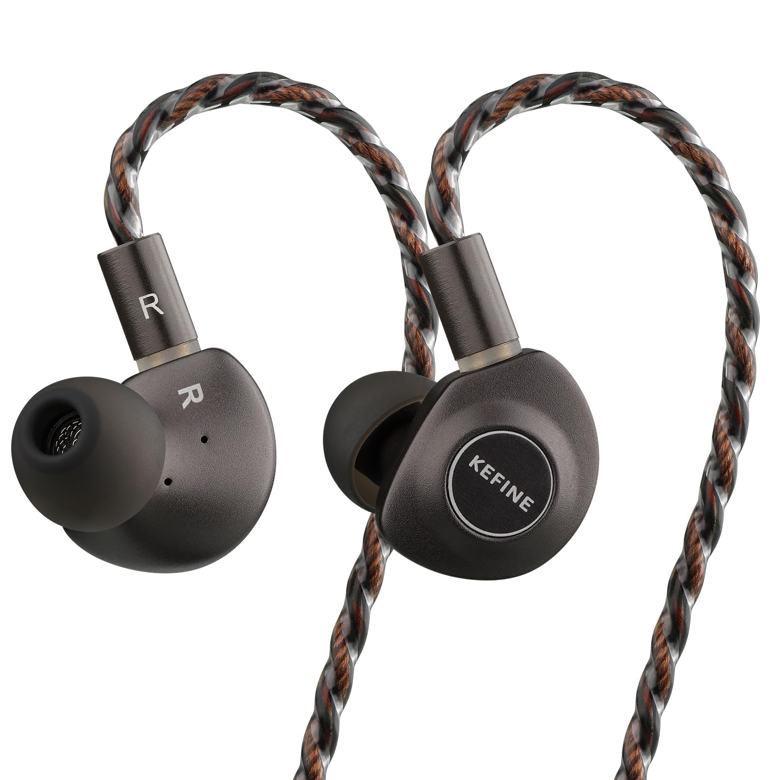 Delci Monitory douszne Hi-Fi, 10 mm DLC+PU Dynamic Driver, słuchawki przewodowe, słuchawki IEM z aluminiową powłoką CNC, z podwójną wnęką, odłączany kabel 2-pinowy 0,78 mm do audiofilów