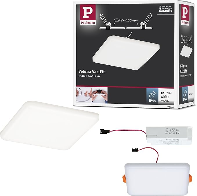 Paulmann 92397 Panel LED, luminaria empotrable Veluna VariFit IP44…