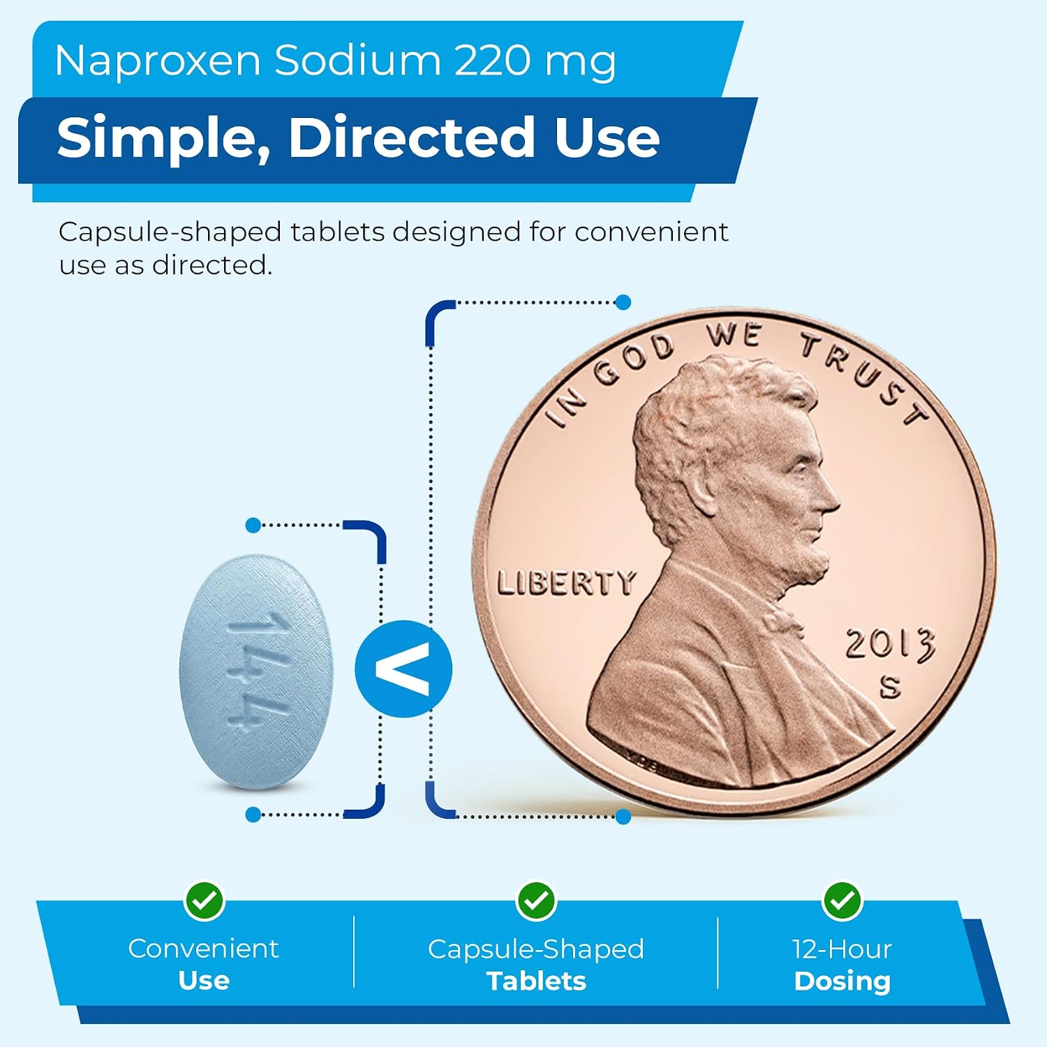 TIME-Cap Labs Naproxen Sodium 220mg (NSAID), Pain Reliever & Fever Reducer Caplets, 12 Hour Relief for Headache, Backache, Arthritis & Body Aches, 300 Count
