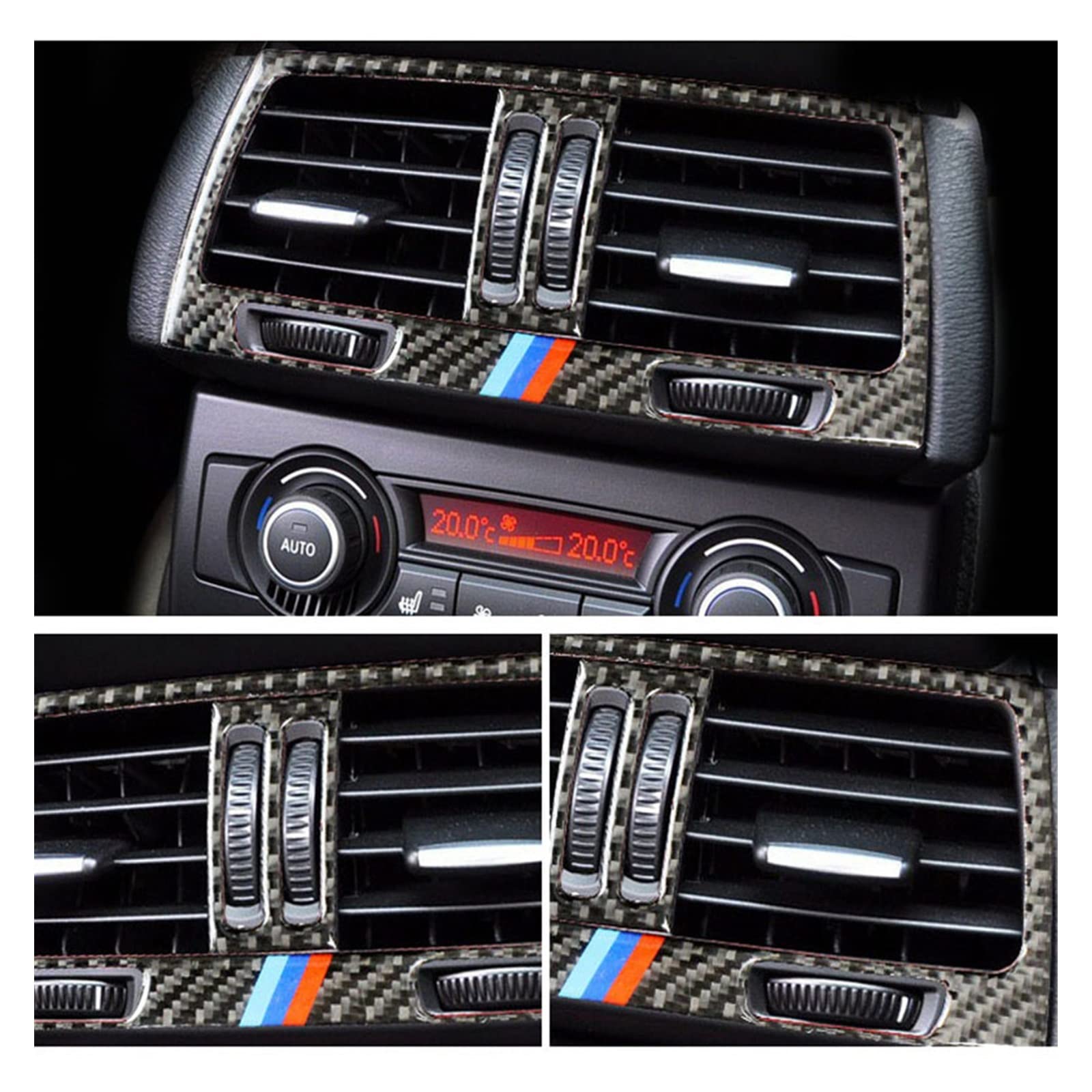 Tylny klimatyzator samochodowy z włókna węglowego osłona wylotu powietrza naklejki na panel nadające się do BMW X5 E70 X6 E71 2008-13 Auto akcesoria do przycinania zestawy naklejek ochronnych (kolor