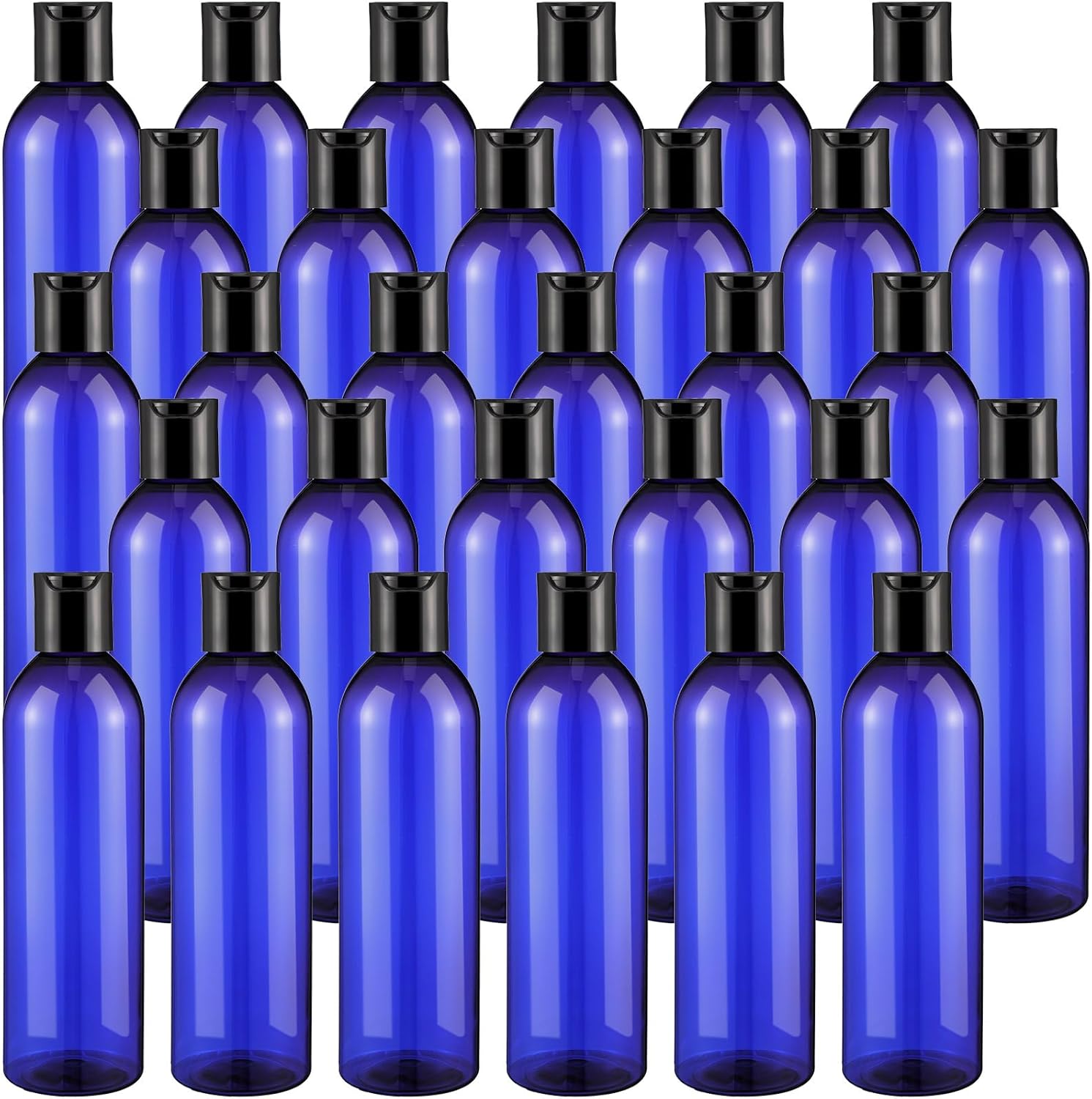 Eccliy 60 Pack 8oz Empty Plastic Squeeze Bottles with Disc Caps Travel Containers Refillable Plastic Empty Bottles with Caps for Shampoo, Lotions, Liquid Body Soap, Creams (Blue)