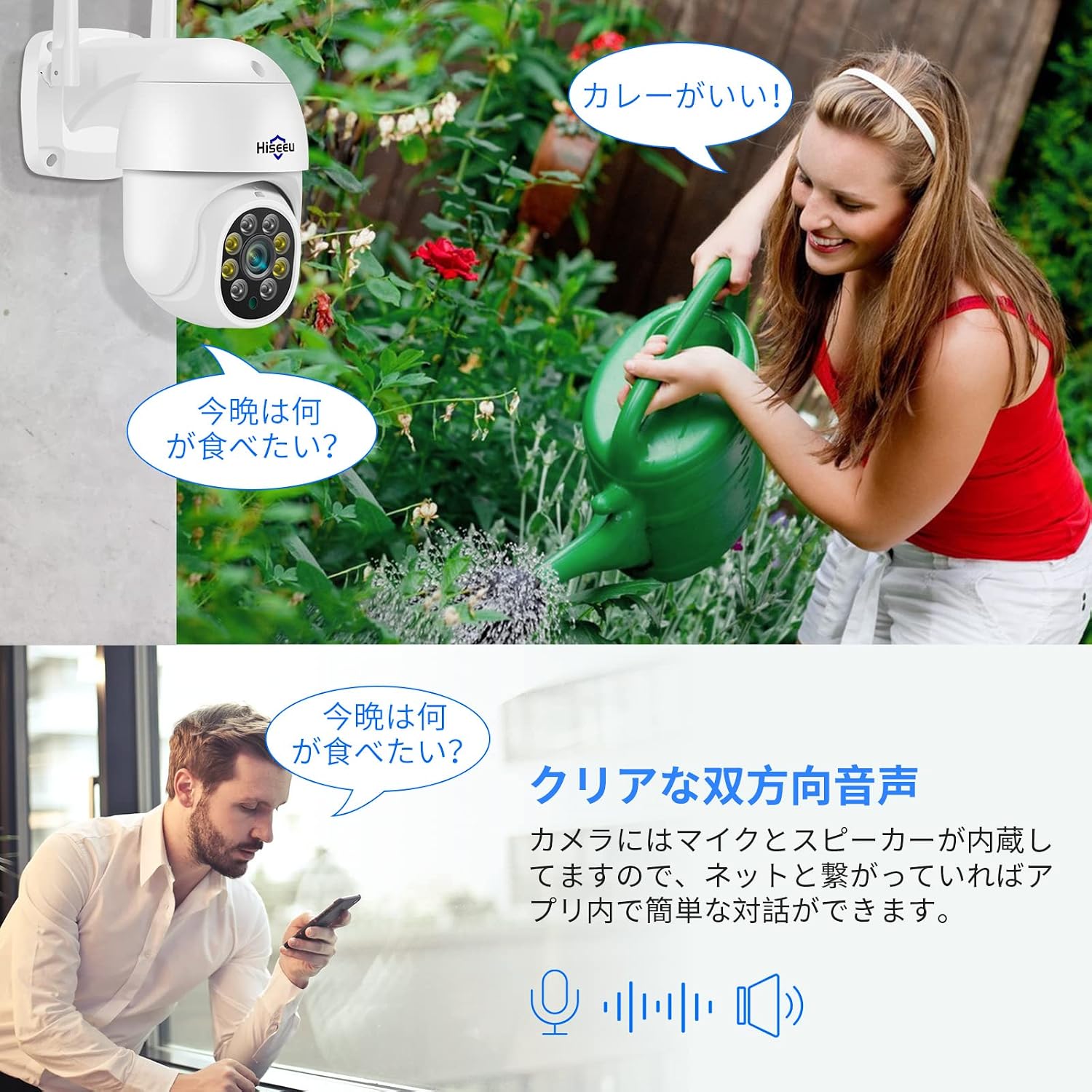 5倍ズーム パン チルト IPカメラ PTZ 500万画素1920P 【Mission】 フルカラーナイトビジョン 屋内