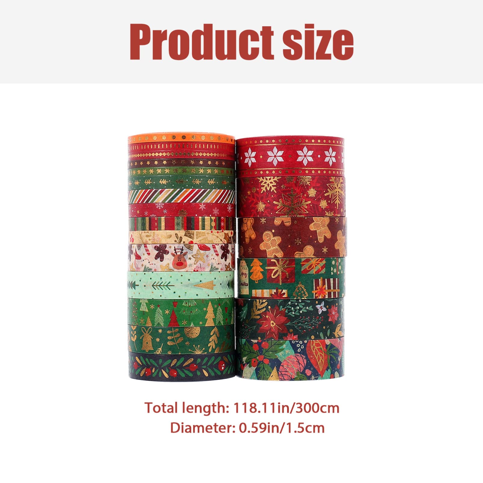 NUOBESTY 3 Juegos Cinta Washi Navideña Pegatinas Navideñas Christmas Stickers Cinta Navideña Bronceadora Cinta Adhesiva Para Scrapbooking Cintas De Diario Cintas Adhesivas 21 Rollos*3