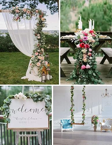 Miniatura 7 de fixinus Paquete de 2 guirnaldas artificiales de eucalipto y enredaderas de sauce, 3 pies de eucalipto sintético y hojas de sauce, guirnalda verde