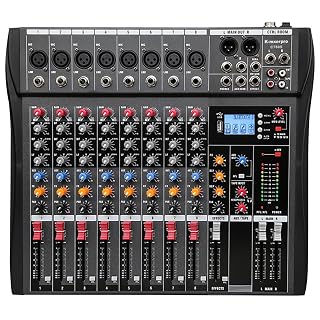 8 Channel Professional Audio Mixer Console Sound Board with 48V Phantom Power,USB Audio Interface for Live Show,Streaming Recording Music Stage Karaoke