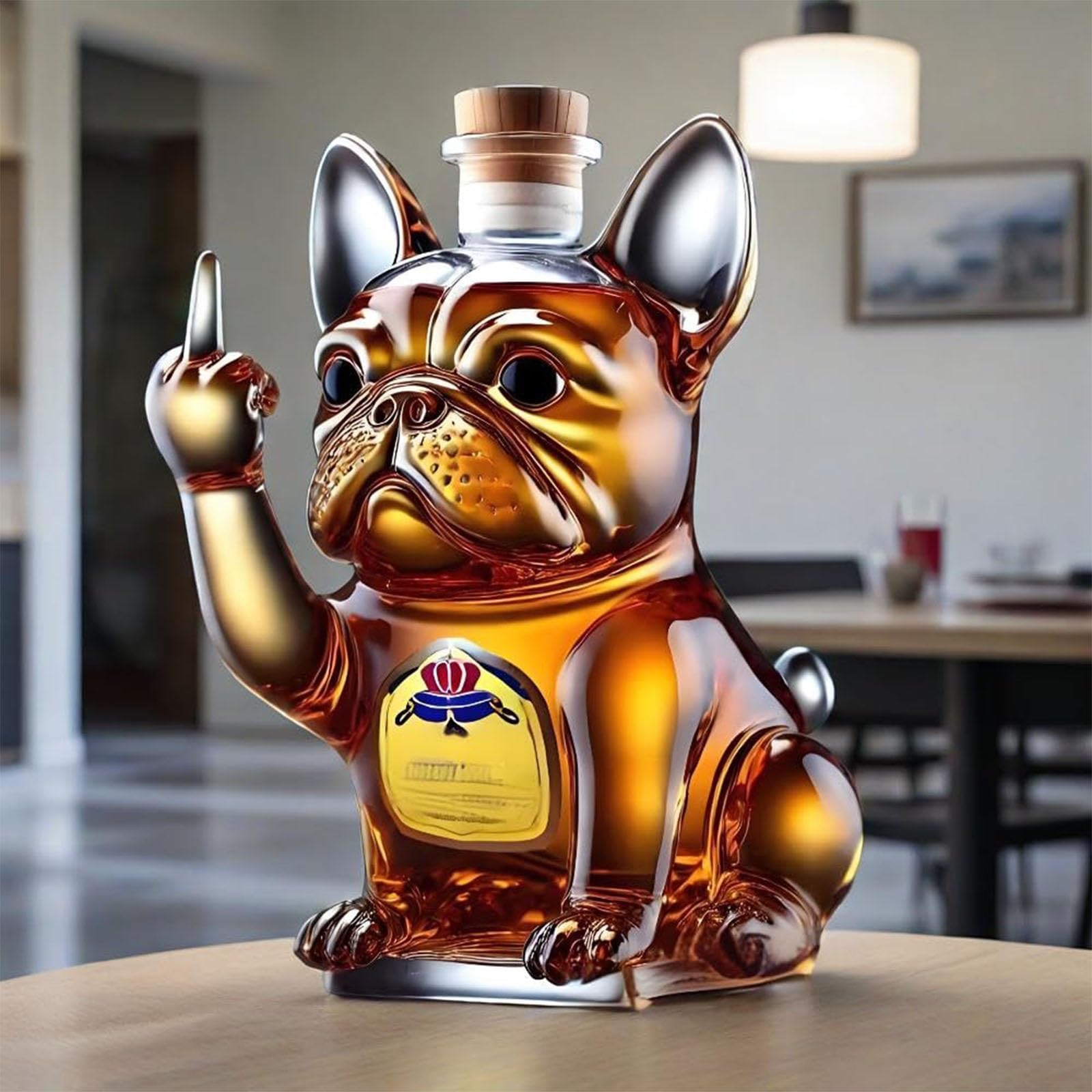 Karafka z dekanterem do wina - karafka z karafką do whisky, francuski buldog whisky, karafka do whisky w kształcie posągu majora, zabawne prezenty. (4 szt.)