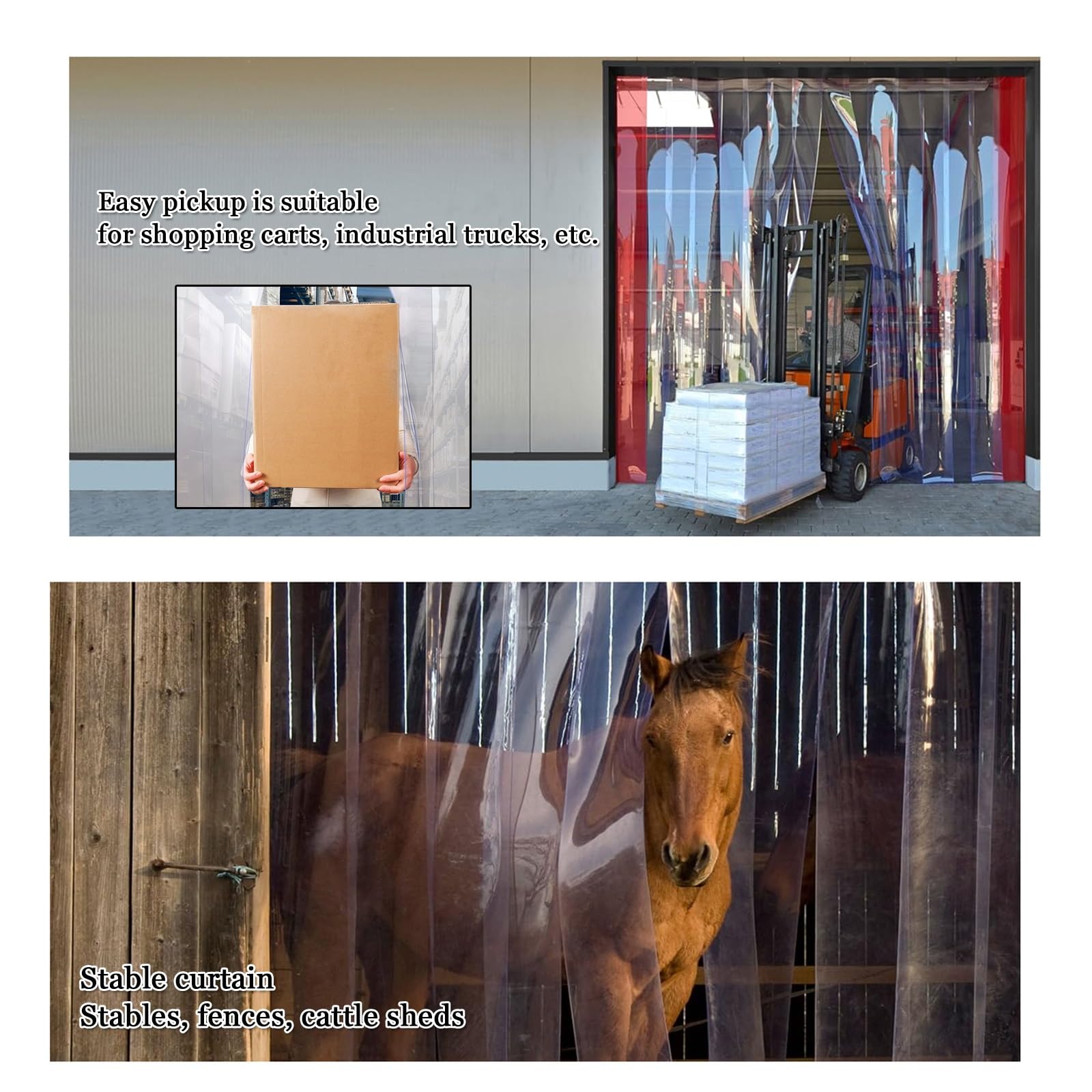 Kit de rideau en PVC robuste de 1,7 mm d'épaisseur pour porte d'entrée, congélateurs et glacières, entrepôt industriel, dimensions : 225 x 300 cm (l x H)