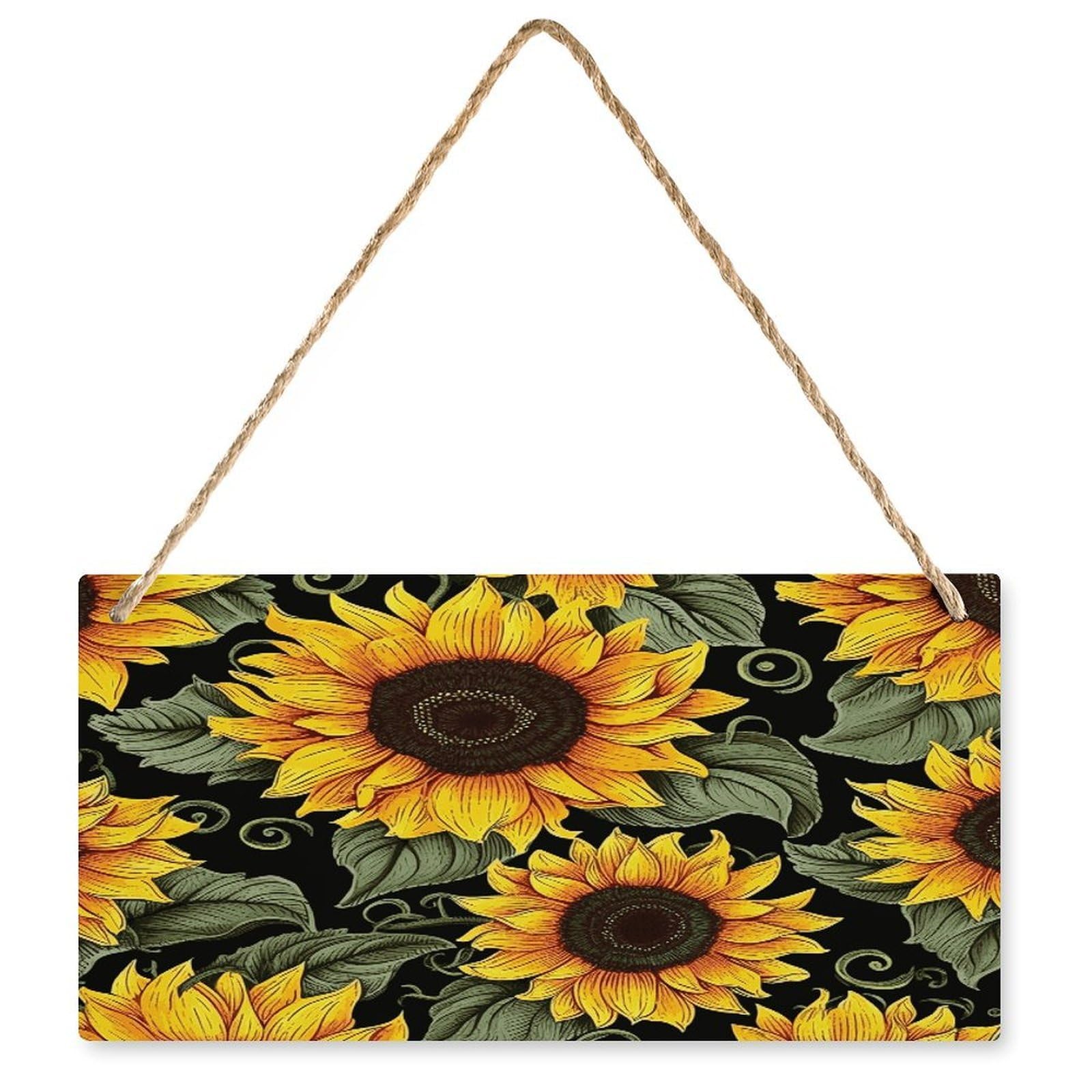 Fodpand Style Floral Sunflower Wall Art Wooden Hanging Sign Decor, Artwork For Wall Decoration, Funny Plaque For Bedroom Kitchen Living Room Home Decoration 9.8 X 4.9 Inch