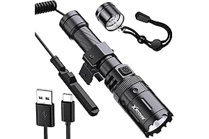 USB Picatinny Rail Flashlight 5500 Lumens, Tactical Remote Pressure Switch, Airsoft High Lumens Rechargeable