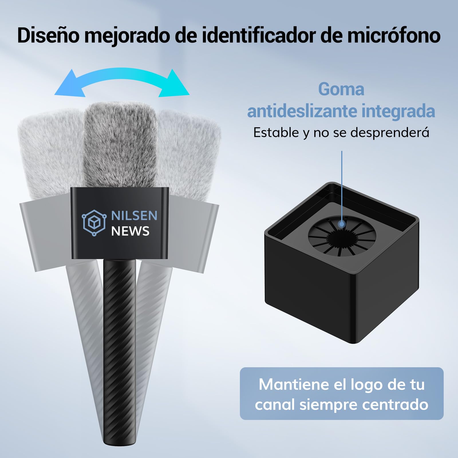 TONOR Mango de Micrófono Wireless DJI RODE, Pie de Longitud Ajustable para Micrófono Lavalier, Rig con Bandera de Canal, Agarre de Goma, Silenciador de Viento para Vlog, Reportajes, Entrevistas, TP40