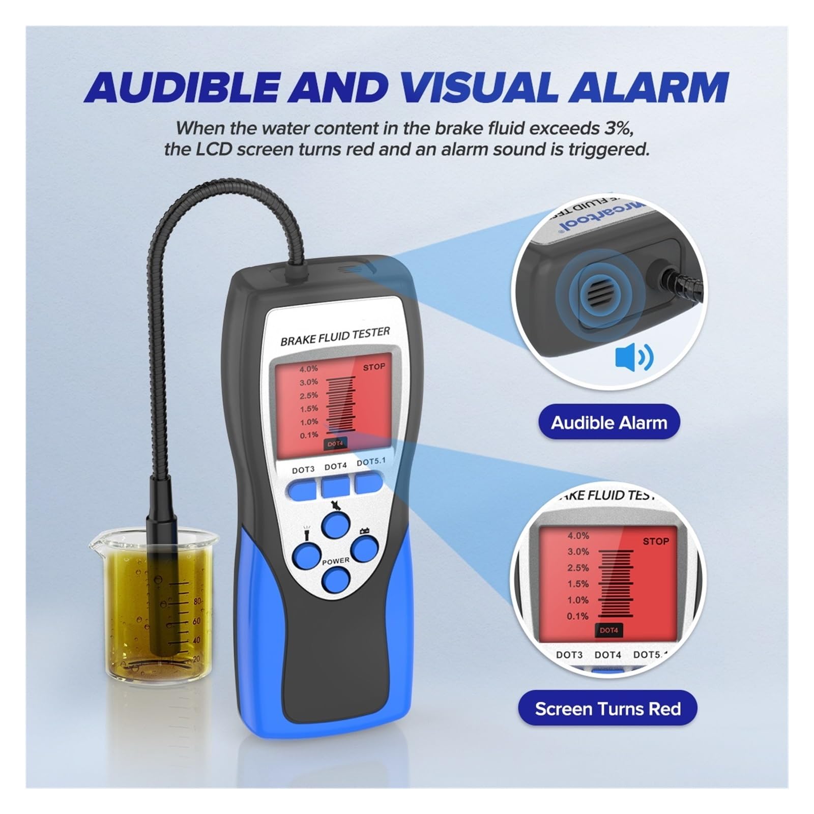 probador de líquido de Frenos, Probador De Aceite De Motor, Comprobación Automática De La Calidad del Aceite con Pantalla LED, Compatible con Comprobador De Líquido De Frenos