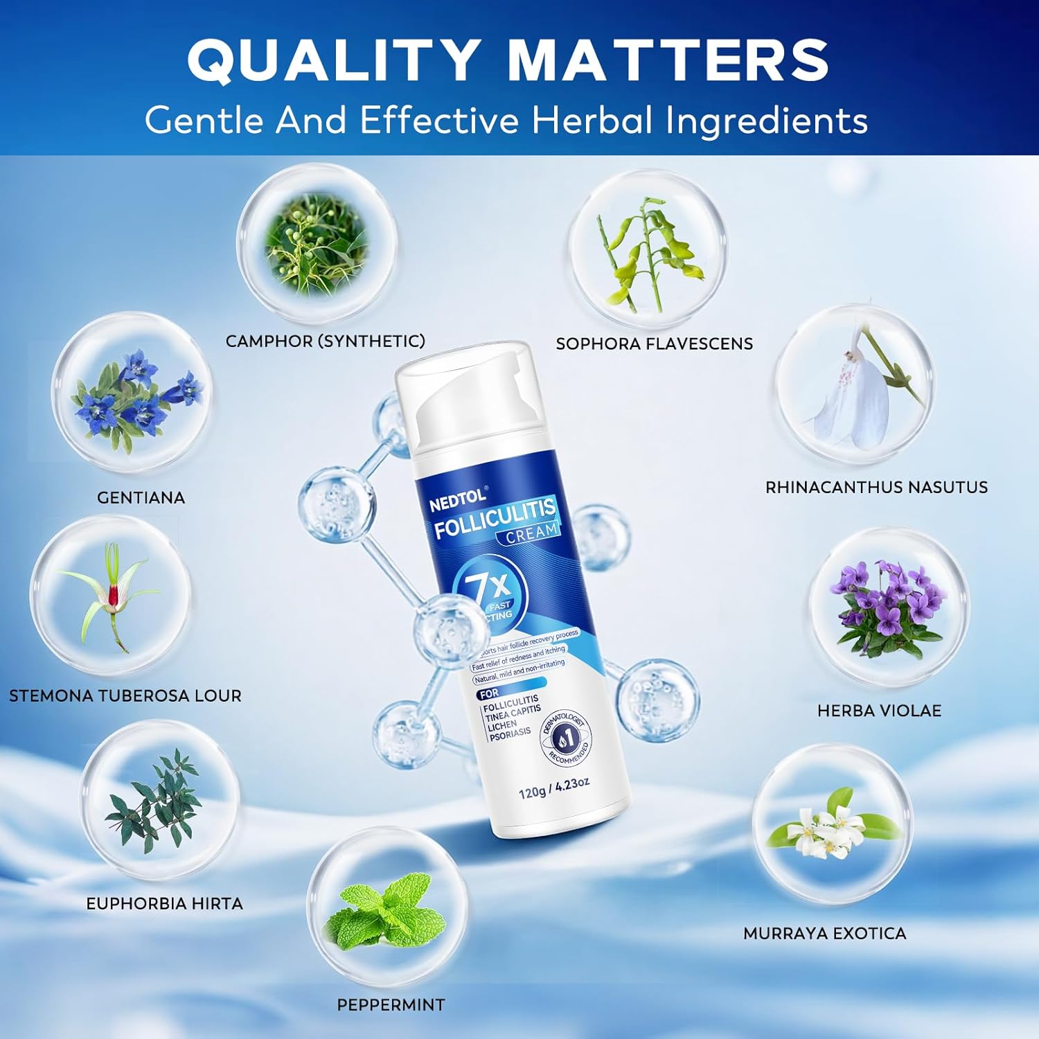 Folliculitis Treatment Cream, 7X Fast-Acting Ointment for Scalp, Face & Body, Relieves Itching, Redness & Bumps, Intensive Skin Therapy – 120g - Image 3