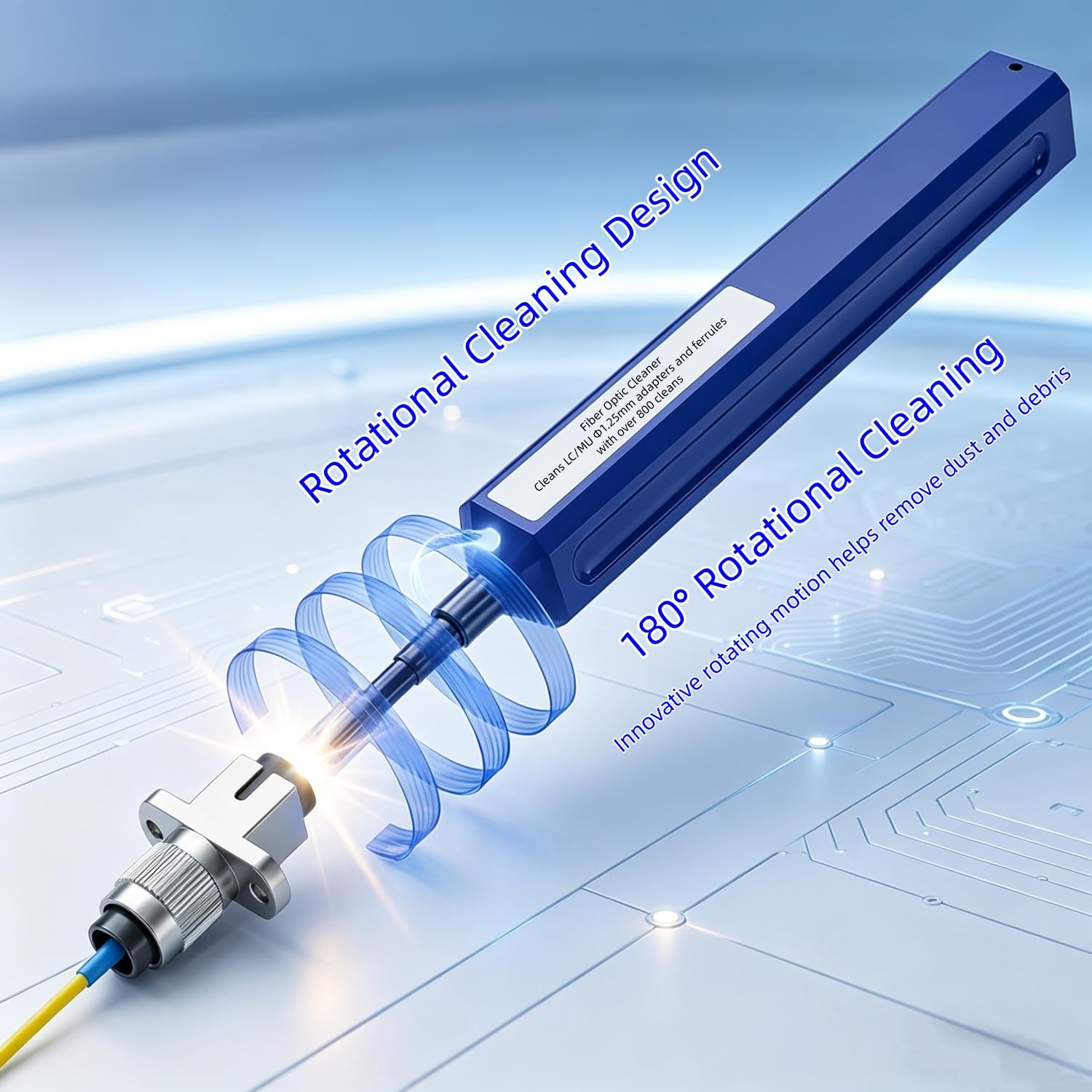 Bolígrafo de limpieza de fibra óptica para conectores LC/MU de 1,25 mm, limpiador de fibra con sonda extensible para adaptadores de mamparo de alta densidad y cables de conexión, compatible con UPC