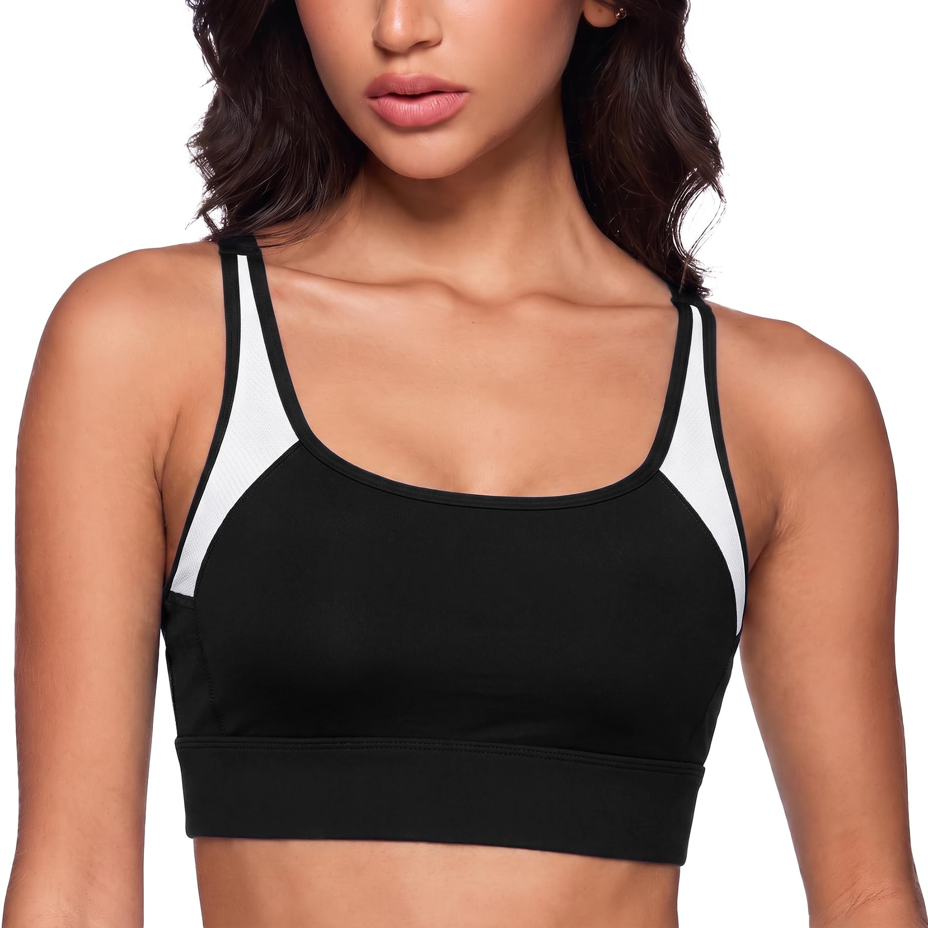 Litherday Sport BH Damen mit Farbblock Racerback und verstellbaren Trägern | Push Up Sport BH starker Halt mit Racerback und Rücken Cut Out für Pilates Laufen Jogging Training