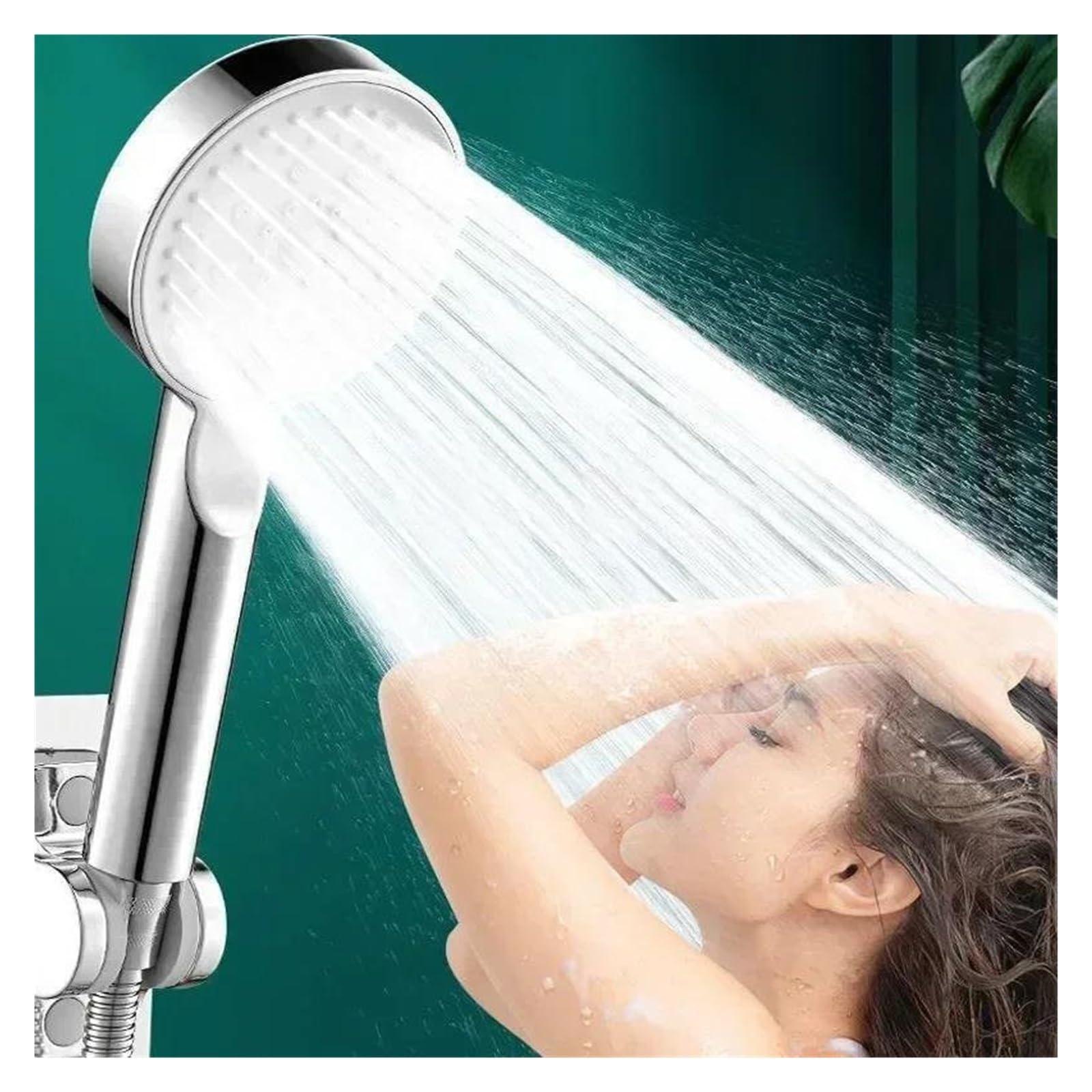 Soffione doccia a 5 modalità con ugello ad alta pressione regolabile per il risparmio idrico(Black set)