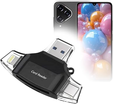 BoxWave Smart Gadget Compatible with Schok Volt SV69 5G - AllReader SD Card Reader, microSD Card Reader SD Compact USB - Jet Black