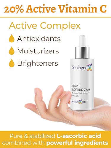 Miniatura 4 de Suero iluminador con 20% de vitamina C para la cara, antienvejecimiento con ácido L-ascórbico puro, antioxidante, colágeno, estimulante, hidratante