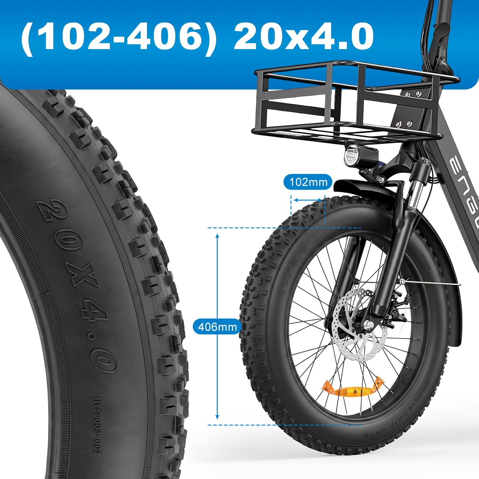 Pneu pliable 20 x 4,0 avec chambre à air pour vélo électrique ENGWE L20/L20 Boost