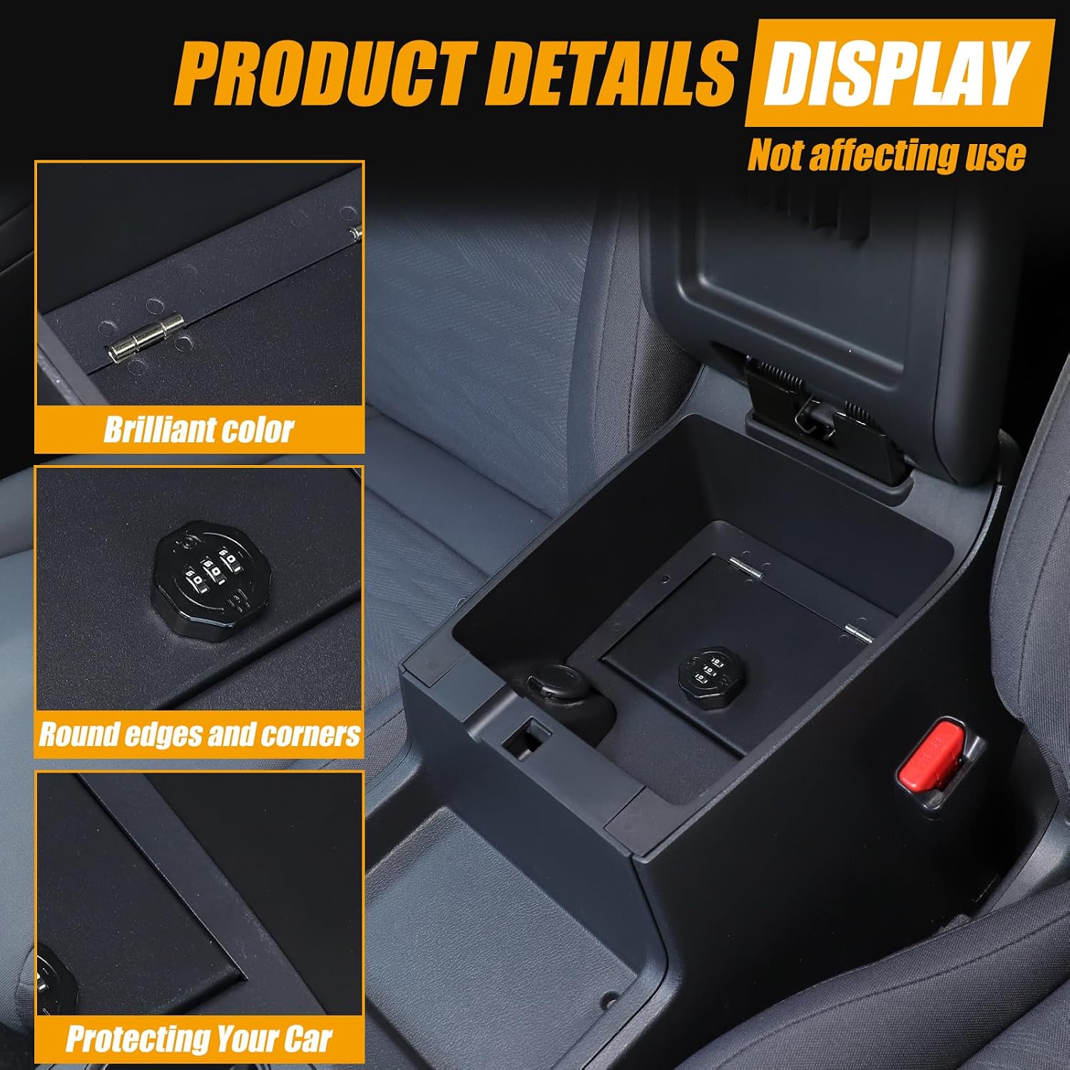Car Armrest Safe Box Compatible with Nissan Frontier 2022-2025 Center Console Safe Lock Box Storage Organizer Valuables Storage Boxes With 3-Digit Combination Locks