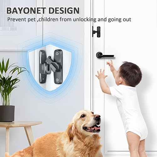 Miniatura 4 de Pestillo plateado para puerta de granero de 90180 grados, cerradura de seguridad mejorada, 2 piezas de aleación de zinc que protegen la privacidad