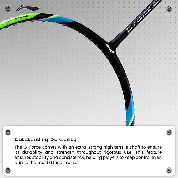 Li-Ning G-Force 8900 Extra Strong Strung Badminton Racket (Black/Lime Green)