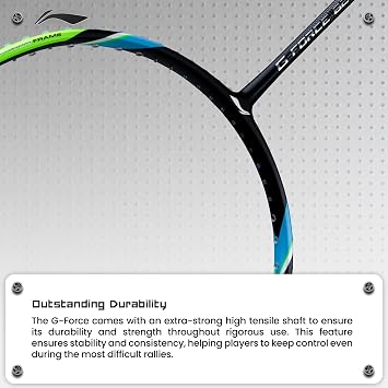 Li-Ning G-Force 8900 Extra Strong Strung Badminton Racket (Black/Lime Green)